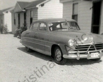 1950 Hudson Commodore Car Black and White Automobile Photograph