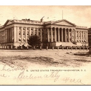 Cartão Postal c1901 Edifício do Tesouro dos Estados Unidos Washington DC Parte Traseira Individida