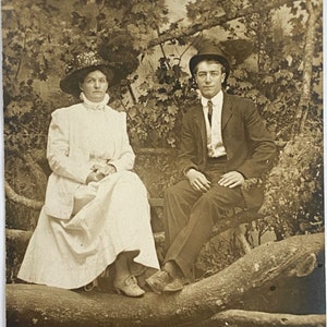 Jeunes frères et sœurs édouardiens RPPC des années 1900, vraie carte postale photo Cy Ko