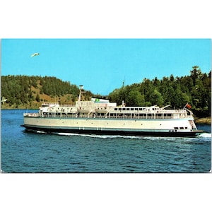 1967 MV Queen of Victoria Ferry Kolumbia Brytyjska Kanada Pocztówka Chromowana Opublikowana
