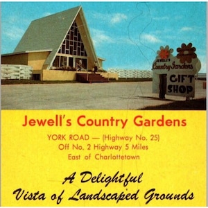 Vintage Jewells Country Gardens Isola del Principe Edoardo Canada Brochure cromata lunga