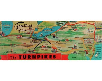 1962 Grüße von östlichen US Turnpikes Panorama Dexter Press Long Postkarte