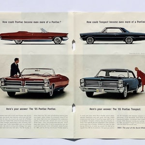 Vintage 1965 Pontiac Bonneville Tempest Original Magazine Car Color Print Ad