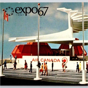 Cartolina ufficiale vintage non pubblicata dell'Expo67 Montreal Air Canada Pavilion degli anni '60