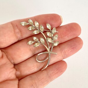 Star Art Retro Crystal Strass Zilverblad Spray Broche Pin Gemarkeerd Sterling