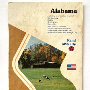 c1985 millésime Alabama Rand McNally Feuille de route comprenant des informations sur les mesures métriques