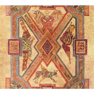 Irish Book of Kells Evangelist Symbols St John Evangelium Postkarte Trinity College