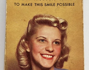 1947 Justi Dental Products Taccuino pubblicitario Memo Pad Calendar Opuscolo informativo