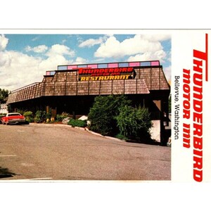 Vintage Thunderbird Motor Inn Bellevue Washington WA Panorama Cartolina cromata
