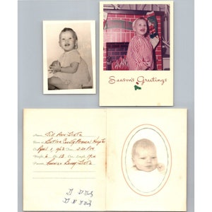 vintage 1960s Baby Faire-part Photo Carte de Noël Butler PA Lot de 3