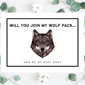 Wolfsrudel Groomsman Antrag, sei Teil meines Wolfsrudels, sei mein Trauzeuge, sei mein Bräutigam, lustiger Antragskarte, digitaler Sofort-Trauzeuge