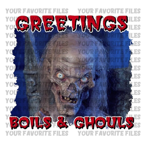 Crypt Keeper Saludos Boils & Ghouls Sublimación de camisetas Descarga digital Película de miedo Archivo PNG clásico Cuentos de Halloween de la cripta