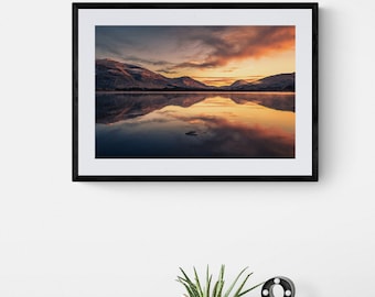 Amanecer en Loch Awe, Escocia, Impresión de Bellas Artes