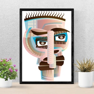 Abstract Face Art Cubism | Abstract Geometric Digital downloadable Prints | Modern Cubism Wall Art Print | Abstract Cubism Digital Prints