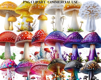 Watercolor Magic Mushroom Clipart Bundle (PNG Digital Download)