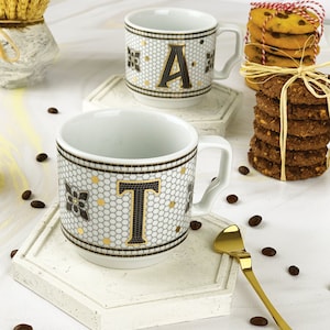 Hermione Monogram Porcelain Letter Mug - Letter T