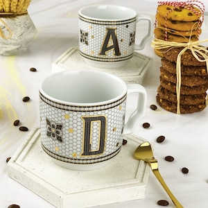 Hermione Monogram Porcelain Letter Mug - Letter D