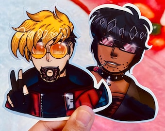 Pegatinas de TS Vash y Wolfwood hechas por fans de SpxceDreamer