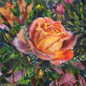ORIGINAL Oil Painting Painting Art Roses Garden Painting Flowers Nature Art painting Roses