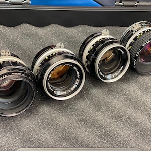 Canon EF Standard Cine Nikkor SET 20 35 50 85 Nikkor Japan Objektive Cine mod mit Zahnräder und Gegenlichtblende Canon EF