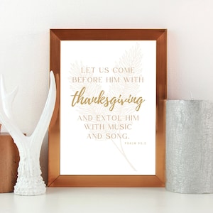 Psalm 95:2, Let Us Come With Thanksgiving, Minimalist Christian Decor, Printable Scripture Wall Art, Bible Verse Digital Download