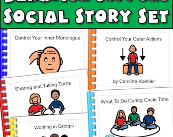 Autism Social Stories for Following Directions Sharing, Taking Turns, Behavior, Self Control, School & Home Visual Supports SPED Printable