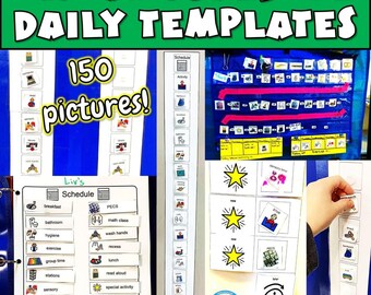 自閉症児向け視覚スケジュール表（絵カード付き）、子供の家庭や教室での毎日のルーティン表、特別支援教育向け視覚サポート、147個のアイコン