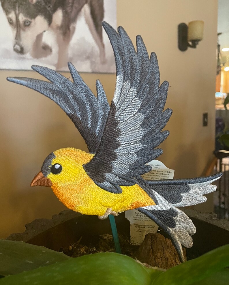 Gold Finch Plant Stake Etsy