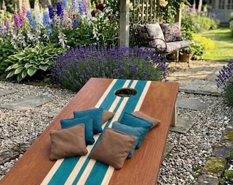 Wooden Cornhole Set | Available in 2 Sizes | Includes 8 Bean Bags | Compact Toss Game for Garden, Park & Travel | Outdoor Game, Party Game