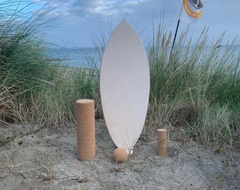 DIY woodybalance board + support à peindre soi-même, planche d'équilibre débutant & professionnel, surf, skate, snowboard feeling, top idée cadeau
