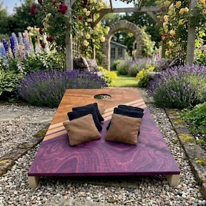 Wooden Cornhole Set | Available in 2 Sizes | Includes 8 Bean Bags | Compact Throwing Game for Garden, Park, Party & Travel, Outdoor Game