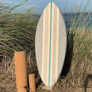 Handmade woodybalance Board + Ständer, Kork BIG PACK Anfänger & Profi Balanceboard, Surf-, Skate-, Snowboard Feeling, Top Geschenk Idee