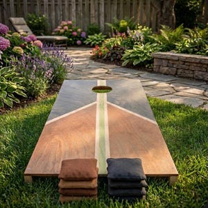 Juego de Cornhole de madera | 2 tamaños disponibles + 8 saquitos de frijoles | Juego de lanzamiento para jardín, parque y fiestas | Juego perfecto para exteriores | Juego para fiestas en el jardín