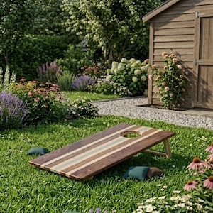 Juego de Cornhole de madera | Disponible en 2 tamaños | Incluye 8 saquitos de arena | Juego de lanzamiento compacto para jardín, parque y viajes | Juego resistente para exteriores