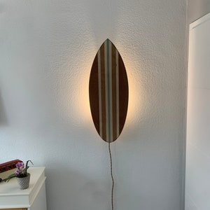 Balance board & lamp, incl. cork roll, wall light, surfboard wall lamp + name engraving, personalization, choice of color, write to me.