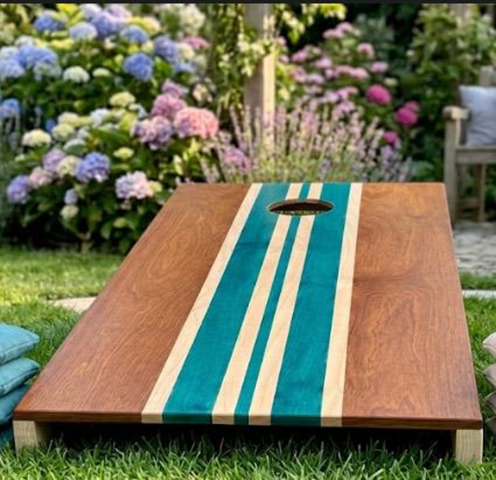Wooden Cornhole Set | Available in 2 Sizes | Includes 8 Bean Bags | Compact Toss Game for Garden, Park & Travel | Outdoor Game, Party Game - 120x60cm