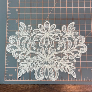 Corpiño de apliques de boda con bordado floral de marfil, parche aplique con motivo de encaje bordado de hojas de flores para vestido de novia, bricolaje de boda - A7