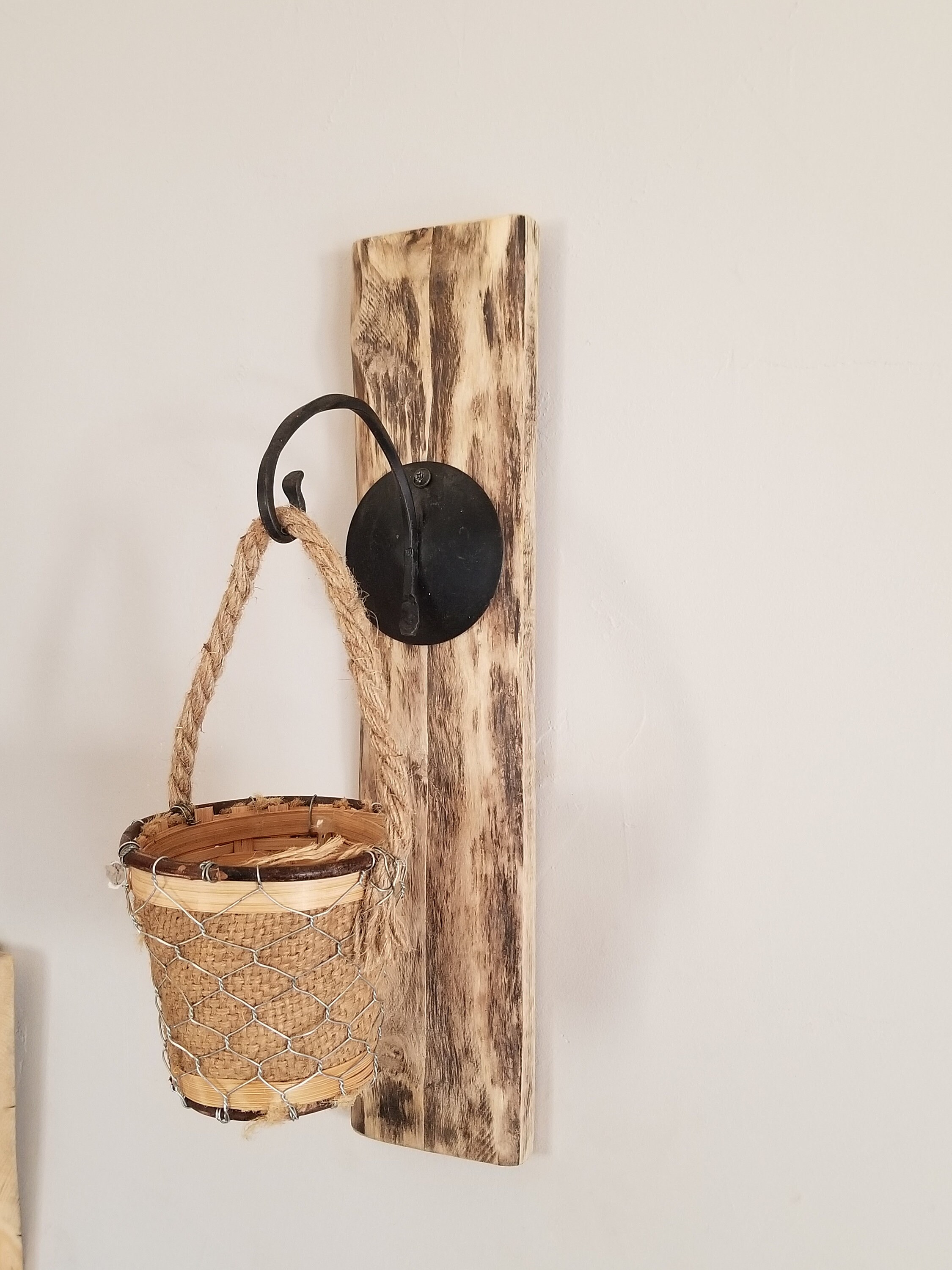 Applique Suspension Bois et Fer Forgé