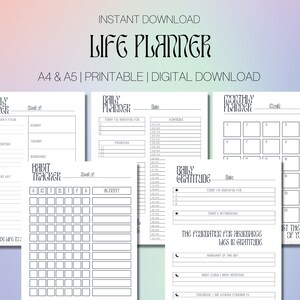 Arbeitsplaner, Daily, Weekly, Monatsplaner, Habit Tracker, Dankbarkeit Journal, Ästhetischer Planer, Planer Druckbares, 2022 Planer