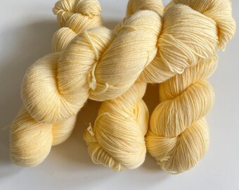 Salted butter yellow, superwash merino + nylon, hand-dyed wool