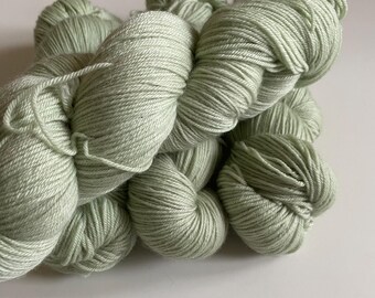 Almond green, superwash merino + nylon, hand-dyed wool