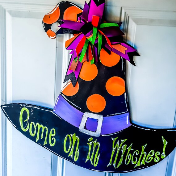 Halloween Witch Hat Door Hanger Etsy