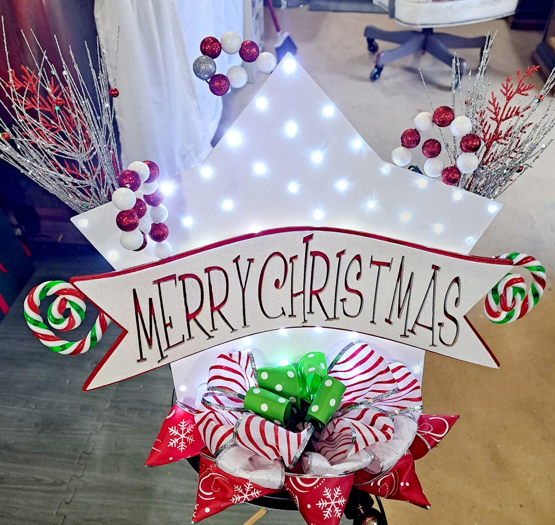 Light up Christmas Tree Topper Star Custom Color Options and Shapes