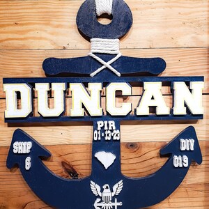 United States Navy PIR Anchor Pass-In-Review PIR Door Hanger Boot Camp Graduation Navy Anchor Sign - Personalization/Customizable