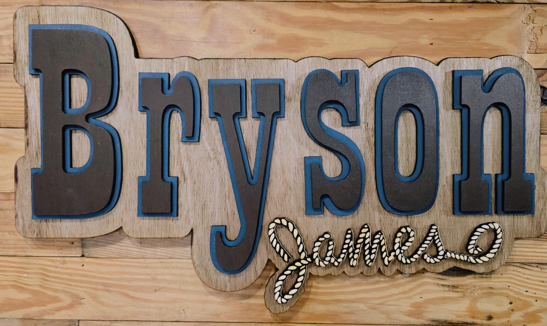 Large Format Name Sign With Offset Backer - Etsy
