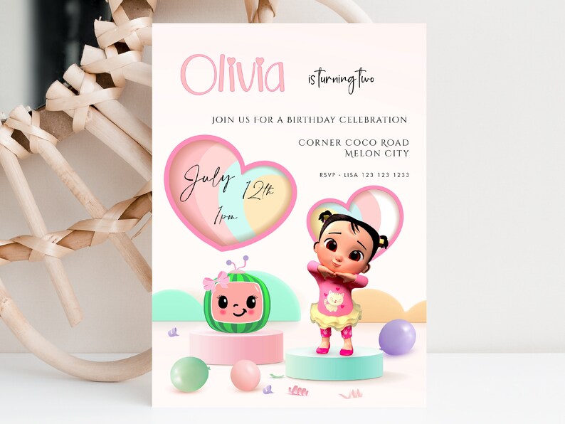 Birthday Invitation Girl Pastel Birthday Etsy Canada