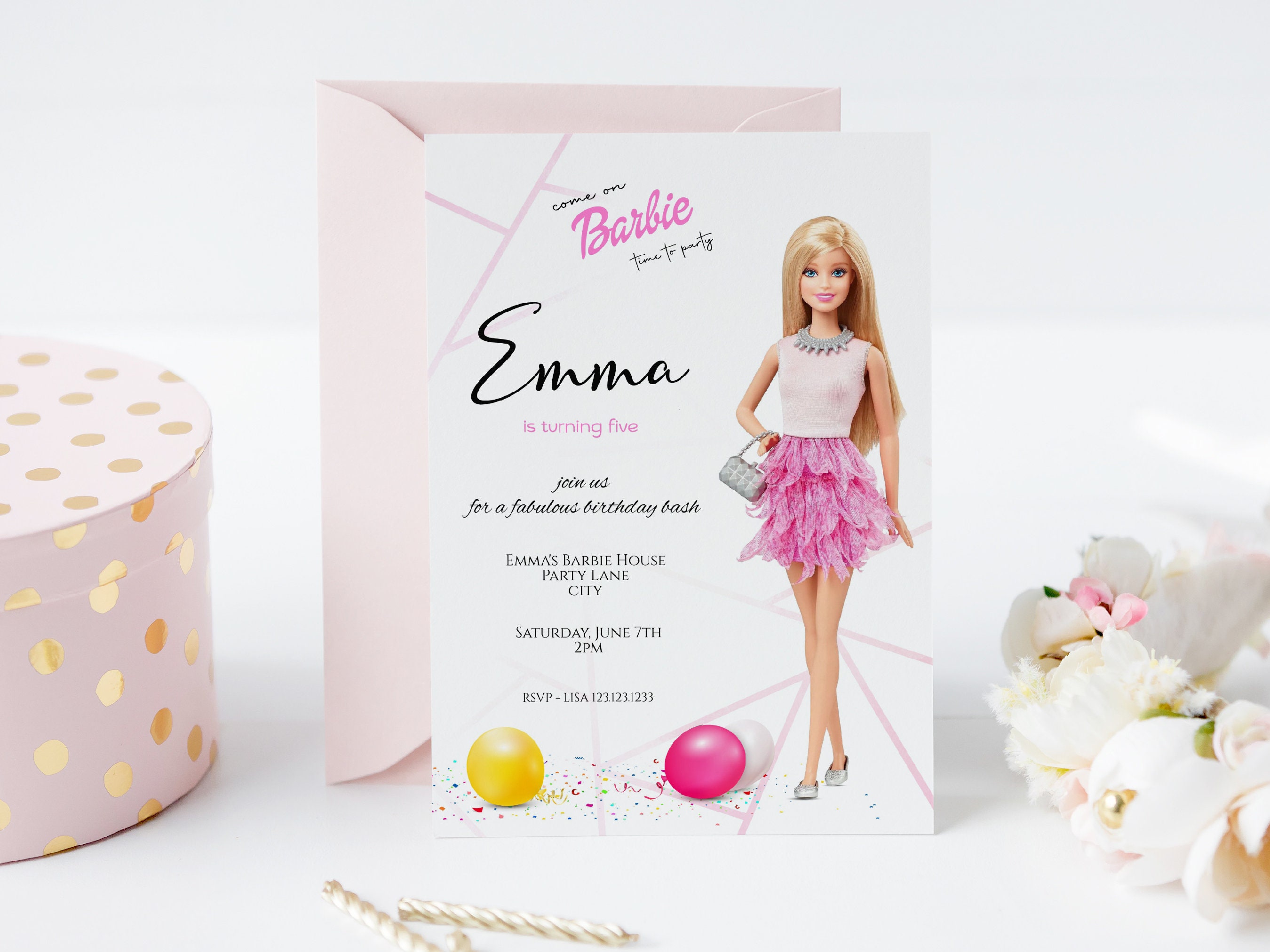 Doll Invitation Doll Birthday Party Editable Digital Corjl Etsy 日本