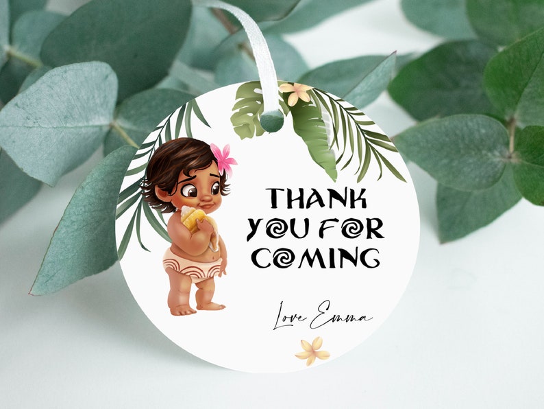 Editable Baby Moana Thank You Tag Moana Birthday Party Favor - Etsy