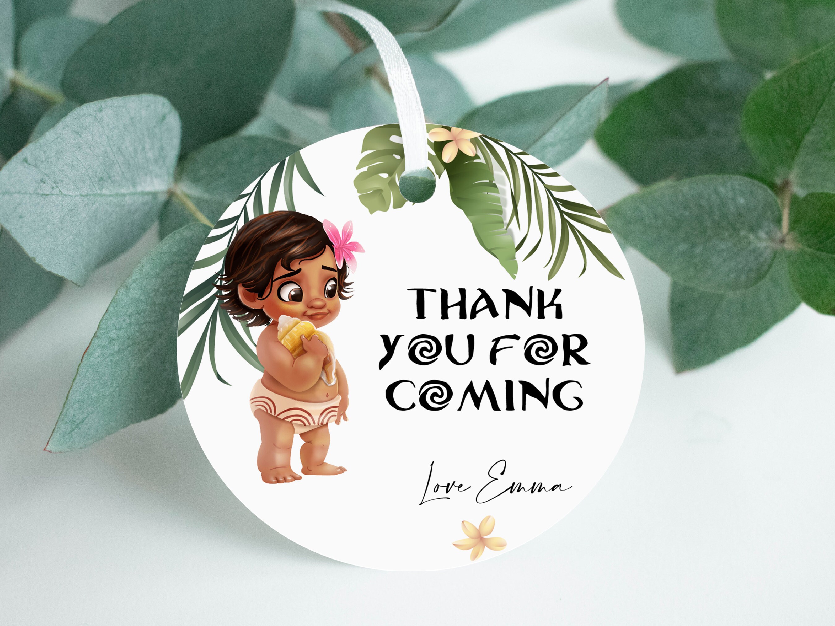Editable Baby Moana Thank You Tag Moana Birthday Party Favor - Etsy