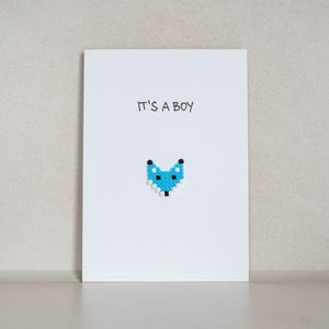 Carte postale *Fox Boy* avec motif en perles à repasser